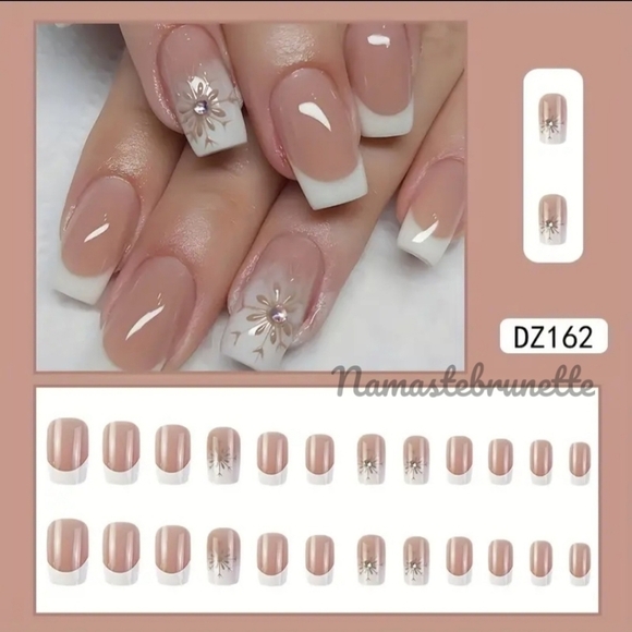 2/$16 Rhinestone French Manicure Press On Nails - Picture 5 of 12